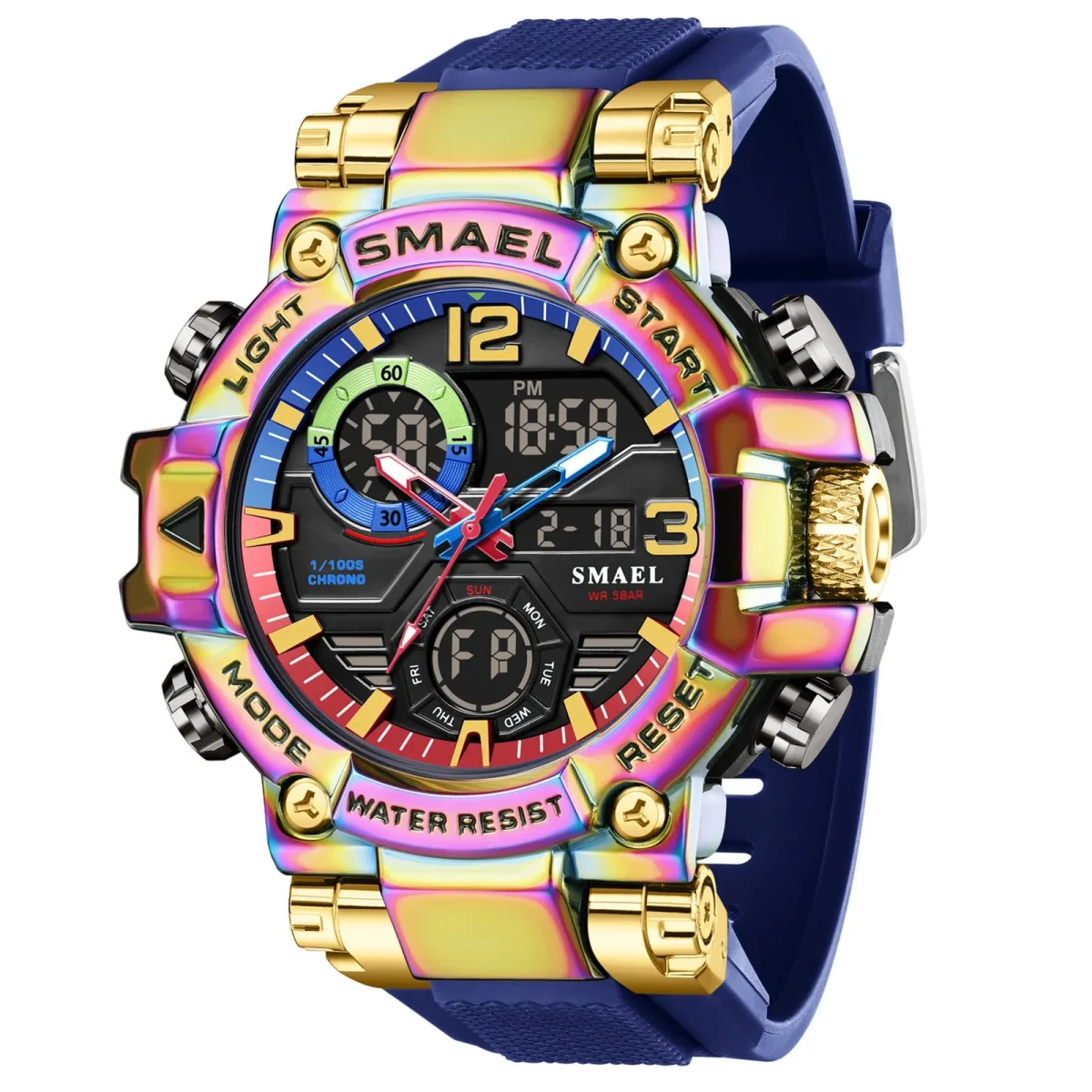 Mens Alloy Multicolor Multi-Function Dual-Display Sports Watch - Bild 3