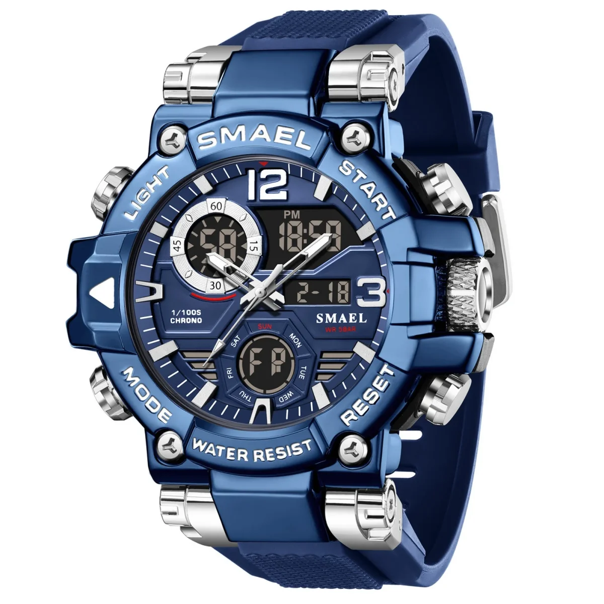 Mens Alloy Multicolor Multi-Function Dual-Display Sports Watch - Bild 4